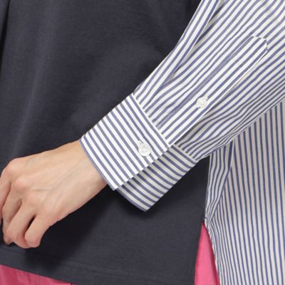 【ウォッシャブル】ラメストライプジャージ―コンビプルオーバー（Ｕ５Ｐ０６５２７＿＿）