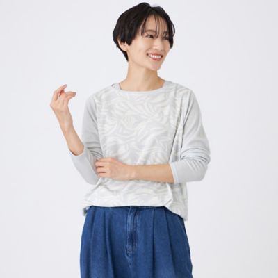 ＜EVEX by KRIZIA (Women)＞【ウォッシャブル】タイガープリントバイカラーチュニックカットソー（Ｕ５Ｐ０８６９３＿＿）