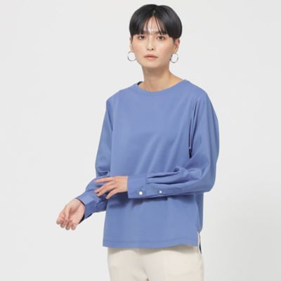 【接触冷感】【ウォッシャブル】モクロディシャツコンビプルオーバーカットソー（Ｕ５Ｐ０９３１５＿＿）