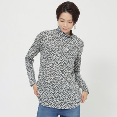 ＜EVEX by KRIZIA (Women)＞２３ＡＷ＊Ｗｉｎｇｓ掲載＊【ウォッシャブル】スノーレオパードプリントタートルネックプルオーバーカットソー（Ｕ５Ｐ１１２５４＿＿）