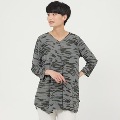 ＜EVEX by KRIZIA (Women)＞【接触冷感】【吸水速乾】【ウォッシャブル】ゼブラプリントＶネックプルオーバーカットソーチュニック（Ｕ５Ｐ１２３４７＿＿）