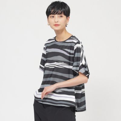EVEX by KRIZIA (Women)/エヴェックス　バイ　クリツィア 【カタログ掲載品】【接触冷感】【ＵＶ対策】【ウォッシャブル】コンチェロアニマルボーダーカットソー（Ｕ５Ｐ２２５５８＿＿）