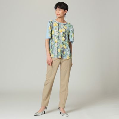 【ウォッシャブル】【接触冷感】ストライプリモーネプリントカットソー（Ｕ５Ｐ３１１４６＿＿）
