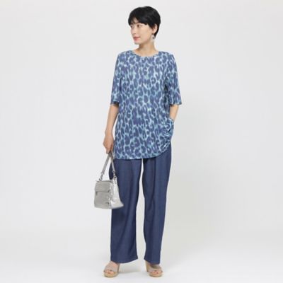 tシャツ 「接触冷感」「ウォシャブル」クールレオパードカットソー レディース 接触冷感】【ウォシャブル】クールレオパードカットソー