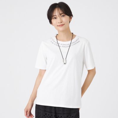 ＜EVEX by KRIZIA (Women)＞【接触冷感】【ウォッシャブル】ネックエンブロイダリーカットソー（Ｕ５Ｐ３６６２５＿＿）