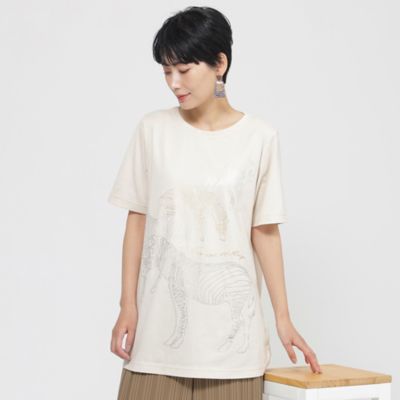 【接触冷感】【ウォシャブル】メタリックゼブラプリントチュニックカットソー（Ｕ５Ｐ３８６２５＿＿）