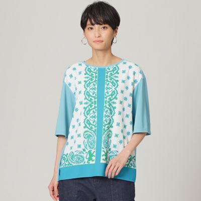 ＜EVEX by KRIZIA (Women)＞【ウォッシャブル】【接触冷感】クールペイズリープリントカットソー（Ｕ５Ｐ４０１７４＿＿）