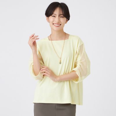 【ウォッシャブル】メッシュコンビカットソー（Ｕ５Ｐ４３６２２＿＿）