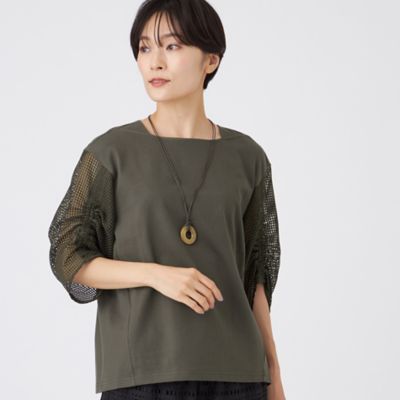 【ウォッシャブル】メッシュコンビカットソー（Ｕ５Ｐ４３６２２＿＿）