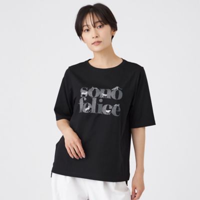 EVEX by KRIZIA (Women)/エヴェックス バイ クリツィア グリッターロゴプリントカットソー(U5P48584__) クロ09L トップス【三越伊勢丹/公式】