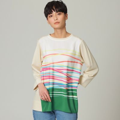 ＜EVEX by KRIZIA (Women)＞【ウォッシャブル】グラフィカルボーダーコンビカットソー（Ｕ５Ｐ６１１２０＿＿）