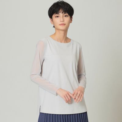 ＜三越伊勢丹/公式＞【SALE】EVEX by KRIZIA (Women)/エヴェックス バイ クリツィア メッシュスリーブライトポンチカットソー グレー トップス【三越伊勢丹/公式】