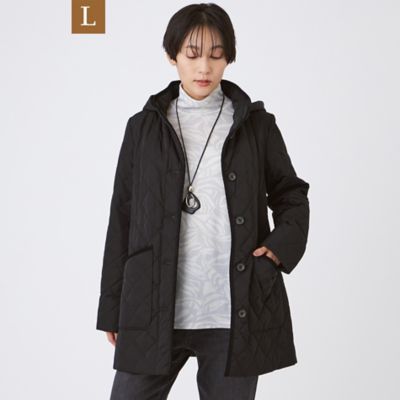 ＜EVEX BY KRIZIA L (Women/大きいサイズ)＞【Ｌ】【光・遠赤外線吸収発熱】【マシンウォッシャブル】ダイヤキルトフーデッドコート（Ｕ７Ａ０６６６０＿＿）