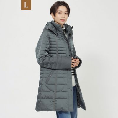 ＜EVEX BY KRIZIA L (Women/大きいサイズ)＞２３ＡＷ＊Ｗｉｎｇｓ掲載＊【Ｌ】【ウォッシャブル】シャンブレーグリーンダウンコート（Ｕ７Ａ５８２７０＿＿）