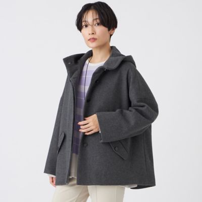 ＜EVEX BY KRIZIA L (Women/大きいサイズ)＞【Ｌ】【ＳＡＮＹＯ　Ｓｔｙｌｅ　ＥＤＩＴＩＯＮ掲載】ウールスーパービーバーフーデッドコート（Ｕ７Ｂ０１６６９＿＿）