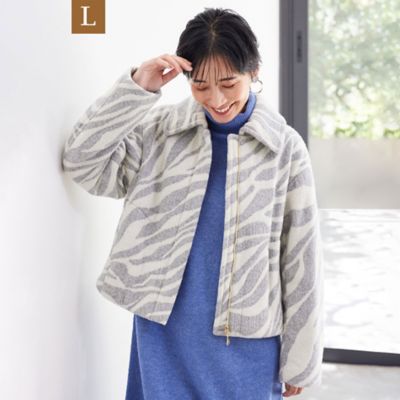 ＜三越伊勢丹/公式＞【SALE】【送料無料】EVEX BY KRIZIA L (Women/大きいサイズ)/エヴェックス バイ クリツィアL 23AW＊Wings掲載＊ゼブラウールジャカードショートブルゾン グレー コート・ジャケット【三越伊勢丹/公式】