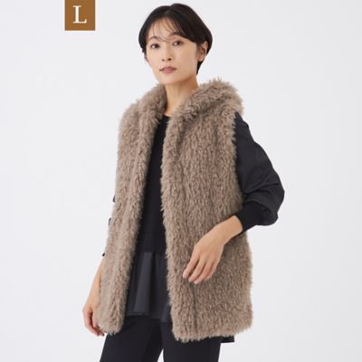 L】【カタログ掲載】ニットコンビフェイクファージレ