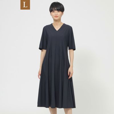 ＜EVEX BY KRIZIA L (Women/大きいサイズ)＞【Ｌ】【ウォッシャブル】【接触冷感】【ＵＶ対策】ストレッチフレアワンピース（Ｕ７Ｊ０３３５２＿＿）