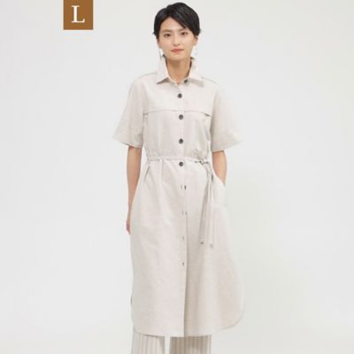 ＜EVEX BY KRIZIA L (Women/大きいサイズ)＞【Ｌ】【ウォッシャブル】ナチュラルリネンブレンドシャツワンピース（Ｕ７Ｊ０４３５９＿＿）
