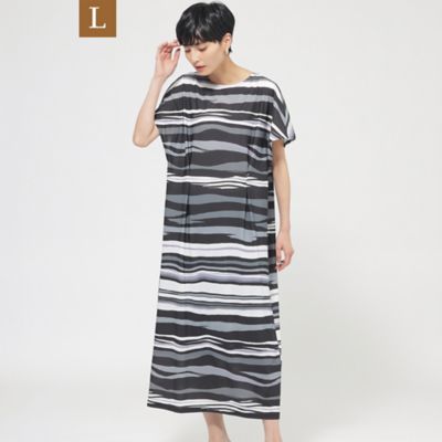＜EVEX BY KRIZIA L (Women/大きいサイズ)＞【Ｌ】【カタログ掲載品】【接触冷感】【ＵＶ対策】【ウォッシャブル】コンチェロアニマルボーダーワンピース（Ｕ７Ｊ０６５５８＿＿）