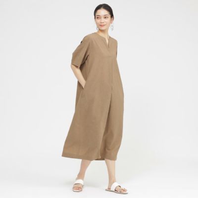 【Ｌ】【カタログ掲載品】【接触冷感】【ＵＶ対策】【ウォッシャブル】リネンライクタンブラーワンピース（Ｕ７Ｊ０７５６４＿＿）