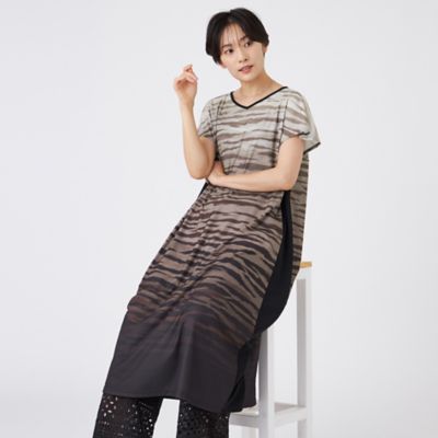 【Ｌ】【接触冷感】【ウォッシャブル】グラデーションゼブラワンピース（Ｕ７Ｊ０９６１６＿＿）