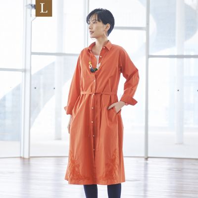 ＜EVEX BY KRIZIA L (Women/大きいサイズ)＞＊Ｗｉｎｇｓ掲載＊【Ｌ】【ウォッシャブル】ペイズリーエンブロイダリーシャツワンピース（Ｕ７Ｊ６３１５５＿＿）