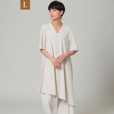 ＜EVEX BY KRIZIA L (Women/大きいサイズ)＞＊Ｗｉｎｇｓ掲載＊【Ｌ】【接触冷感】【ウォッシャブル】ハイゲージメリルハイテンションチュニックドレス（Ｕ７Ｊ６４１６１＿＿）