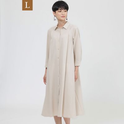 ＜EVEX BY KRIZIA L (Women/大きいサイズ)＞【Ｌ】【接触冷感】【吸水速乾】【ウォッシャブル】リネンライクポプリンシャツワンピース（Ｕ７Ｊ６５１８９＿＿）