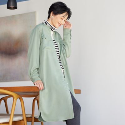 新作!   フェイクスエード シャツワンピース 23AW＊Wings掲載＊【L】【ウォッシャブル】ナチュラル