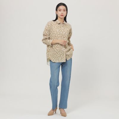 【Ｌ】【マシンウォッシャブル】ソフトタイプライターパンサープリントシャツ（Ｕ７Ｍ０３５０５＿＿）