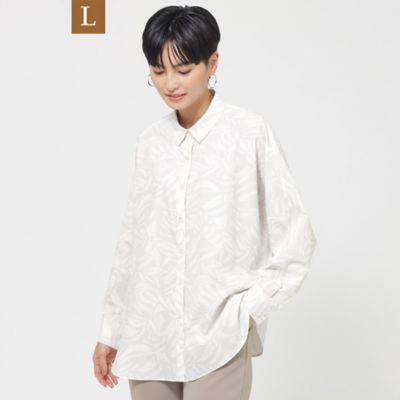 EVEX BY KRIZIA L (Women/大きいサイズ)/エヴェックス バイ クリツィアＬ 【Ｌ】【ウォッシャブル】ソフトタイプライタープリントドルマンスリーブブラウス（Ｕ７Ｍ０４４１７＿＿）