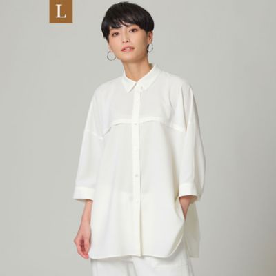 ＜EVEX BY KRIZIA L (Women/大きいサイズ)＞【Ｌ】【接触冷感】【吸水速乾】【ウォッシャブル】スーパードライツイルシャツ（Ｕ７Ｍ０５１５３＿＿）