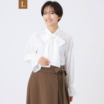 ＜EVEX BY KRIZIA L (Women/大きいサイズ)＞【Ｌ】【マシンウォッシャブル】スパンローンボウタイブラウス（Ｕ７Ｍ０５６２９＿＿）