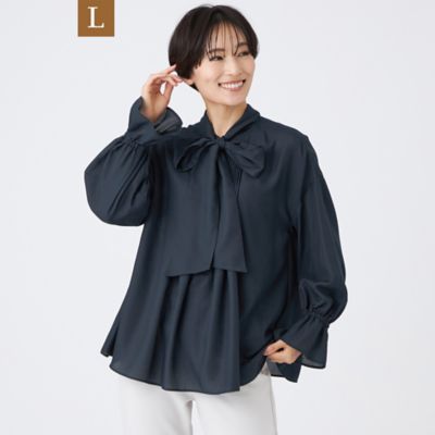 【送料無料】EVEX BY KRIZIA L (Women/大きいサイズ)/エヴェックス バイ クリツィアL スパンローンボウタイブラウス(U7M05629__) アオ29L トップス【三越伊勢丹/公式】