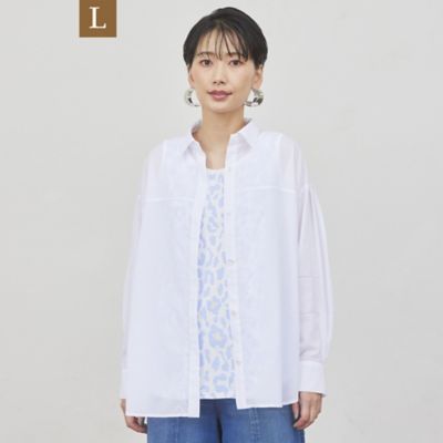 ＜EVEX BY KRIZIA L (Women/大きいサイズ)＞【Ｌ】＊Ｗｉｎｇｓ掲載＊【ウォッシャブル】【接触冷感】【ＵＶ対策】ブレンドシアーボイルシャツ（Ｕ７Ｍ０６１８１＿＿）