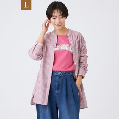 ＜EVEX BY KRIZIA L (Women/大きいサイズ)＞【Ｌ】【カタログ掲載品】【ウォッシャブル】ストライプジャカードビジューブラウス（Ｕ７Ｍ０６６３１＿＿）
