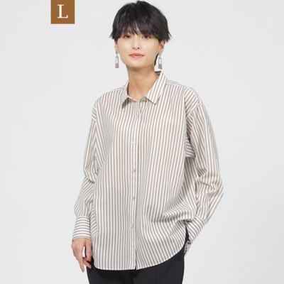 ＜EVEX BY KRIZIA L (Women/大きいサイズ)＞【Ｌ】【カタログ掲載品】【ウォッシャブル】コットンライクストライプシャツブラウス（Ｕ７Ｍ０７４８２＿＿）