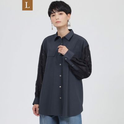【Ｌ】【ウォッシャブル】ボタニカルオパールプリントシャツ（Ｕ７Ｍ０８１８７＿＿）