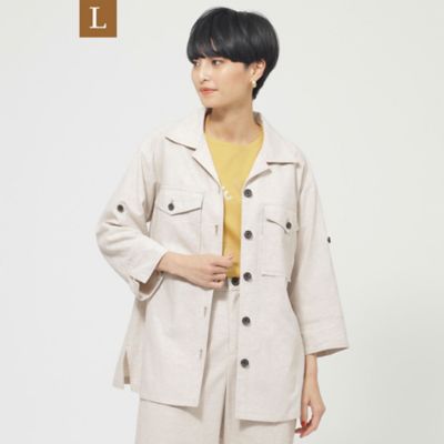 EVEX BY KRIZIA L (Women/大きいサイズ)/エヴェックス バイ クリツィアＬ 【L】【ウォッシャブル】ナチュラルリネンブレンドシャツジャケット(U7M08359__)