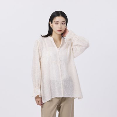 EVEX BY KRIZIA L (Women/大きいサイズ)/エヴェックス バイ クリツィアＬ 【L】【1枚で決まる】【ウォッシャブル】ヘアリ-ジャカードブラウス(U7M09544__)