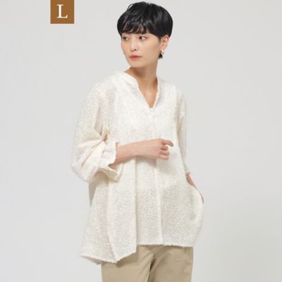 【Ｌ】【１枚で決まる】【ウォッシャブル】ヘアリ－ジャカードブラウス（Ｕ７Ｍ０９５４４＿＿）