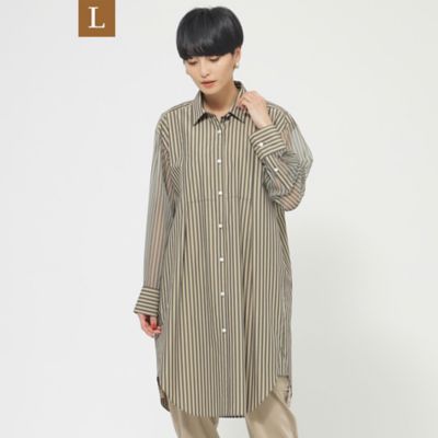 【Ｌ】【ウォッシャブル】シアーコンビストライプロングシャツ（Ｕ７Ｍ１０３６４＿＿）