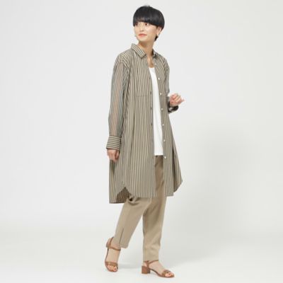 【Ｌ】【ウォッシャブル】シアーコンビストライプロングシャツ（Ｕ７Ｍ１０３６４＿＿）