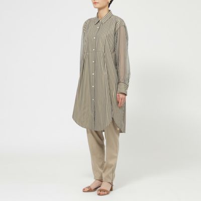 【Ｌ】【ウォッシャブル】シアーコンビストライプロングシャツ（Ｕ７Ｍ１０３６４＿＿）