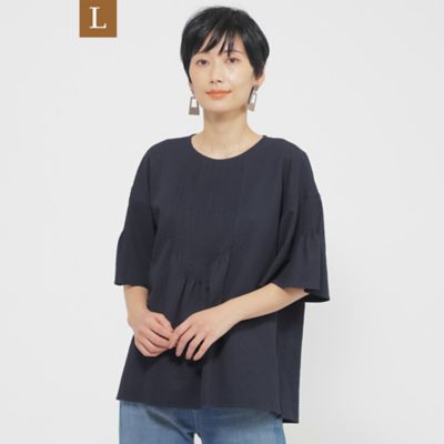 【Ｌ】【カタログ掲載品】【１枚で決まる】【ウォッシャブル】サッカーストレッチフレアブラウス（Ｕ７Ｍ１０５４５＿＿）