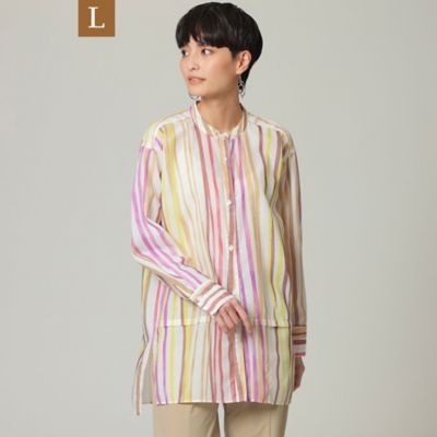 ＜EVEX BY KRIZIA L (Women/大きいサイズ)＞【Ｌ】【ウォッシャブル】カラフルカラーストライプシャツ（Ｕ７Ｍ１１１４４＿＿）