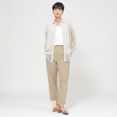 【Ｌ】【カタログ掲載品】【ウォッシャブル】シアーコンビストライプロングシャツ（Ｕ７Ｍ１４５６２＿＿）