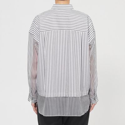 【Ｌ】【カタログ掲載品】【ウォッシャブル】シアーコンビストライプロングシャツ（Ｕ７Ｍ１４５６２＿＿）