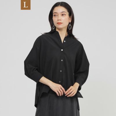 EVEX BY KRIZIA L (Women/大きいサイズ)/エヴェックス バイ クリツィアＬ 【Ｌ】【接触冷感】【ＵＶ対策】【ウォッシャブル】リネンライクタンブラーショートブラウス（Ｕ７Ｍ１５５６４＿＿）